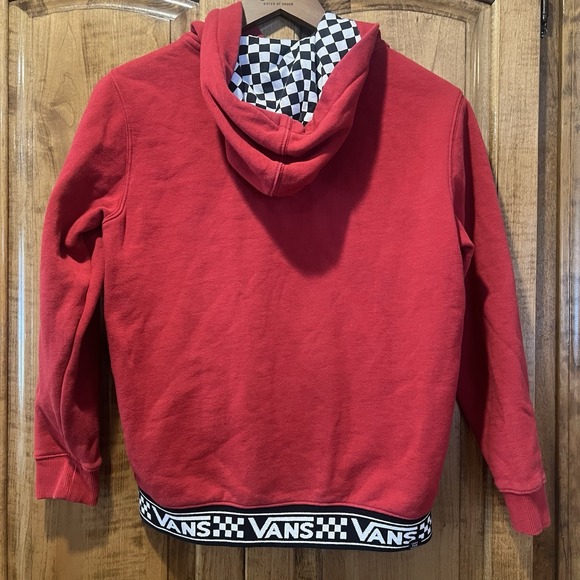 Vans Red Checkered Full Zip Hooded Jacket Youth Boys Size Medium Off The Wall - Picture 2 of 7